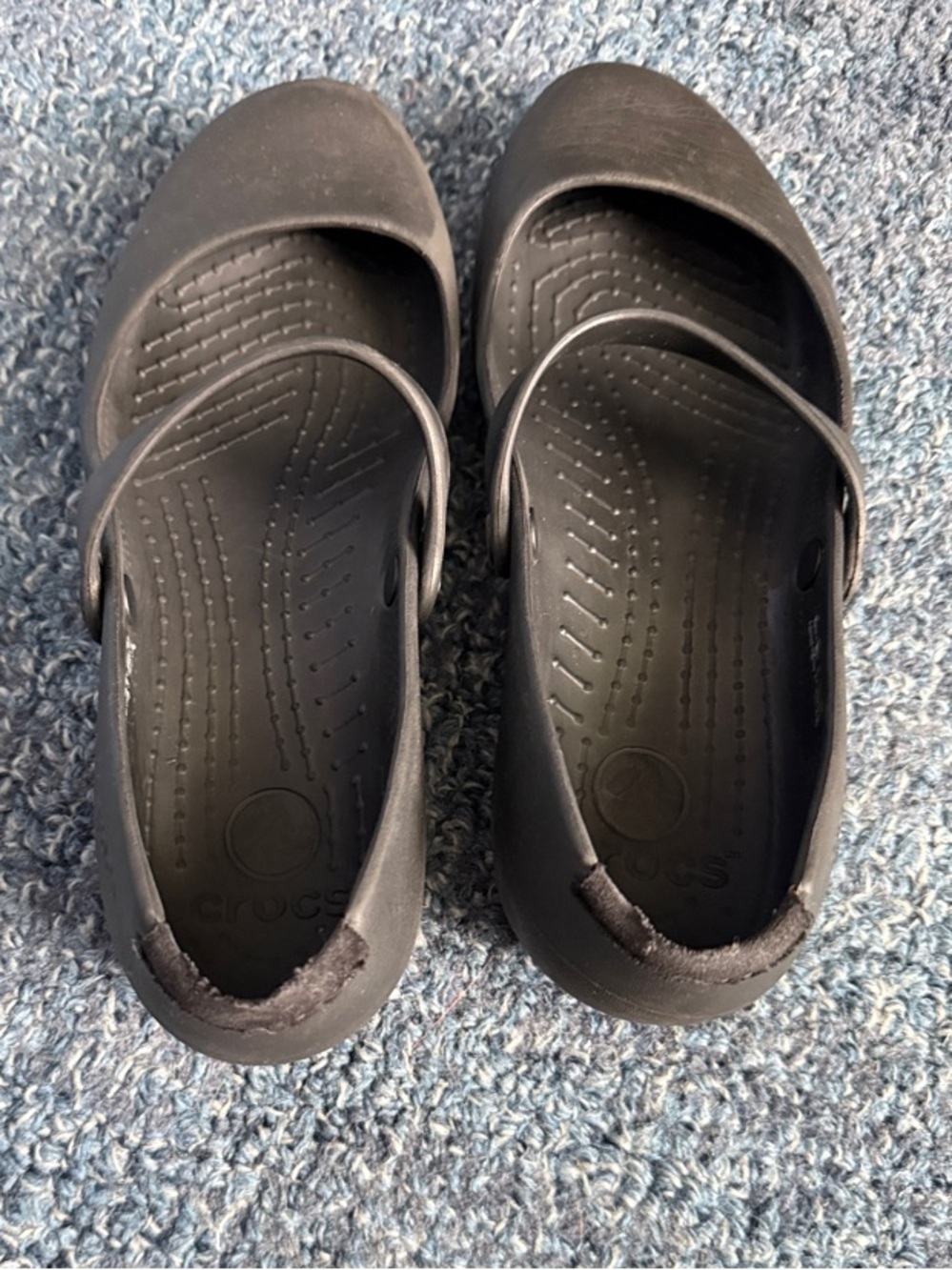 CROCS Black Mary Jane Ballet Flats with Strap - Picture 3 of 5